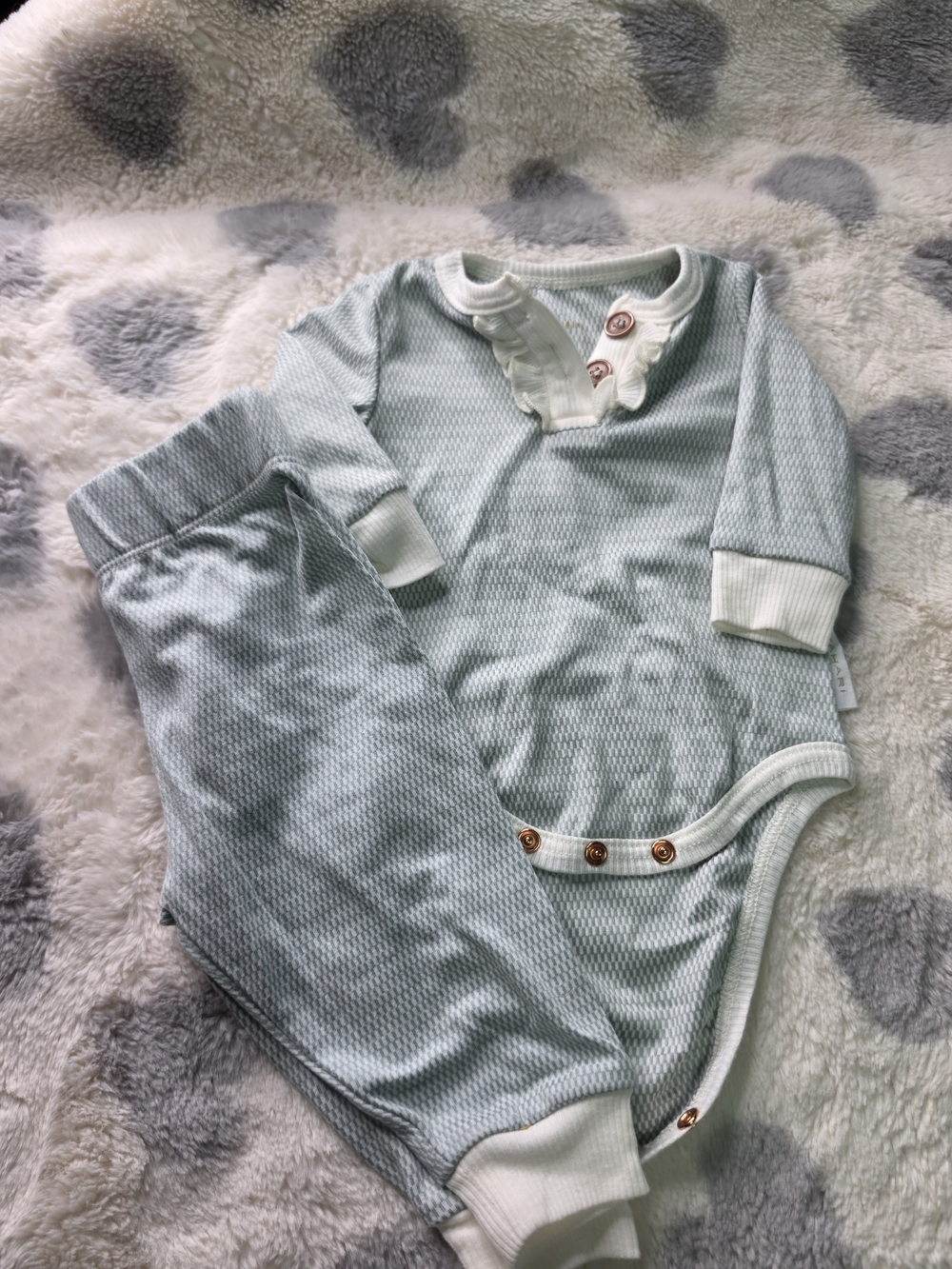 3pc Tahari Soft Sage Long-Sleeve Baby One-Piece Set